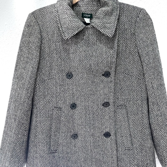 J. Crew Monochrome Herringbone Pea Coat - Picture 3 of 8